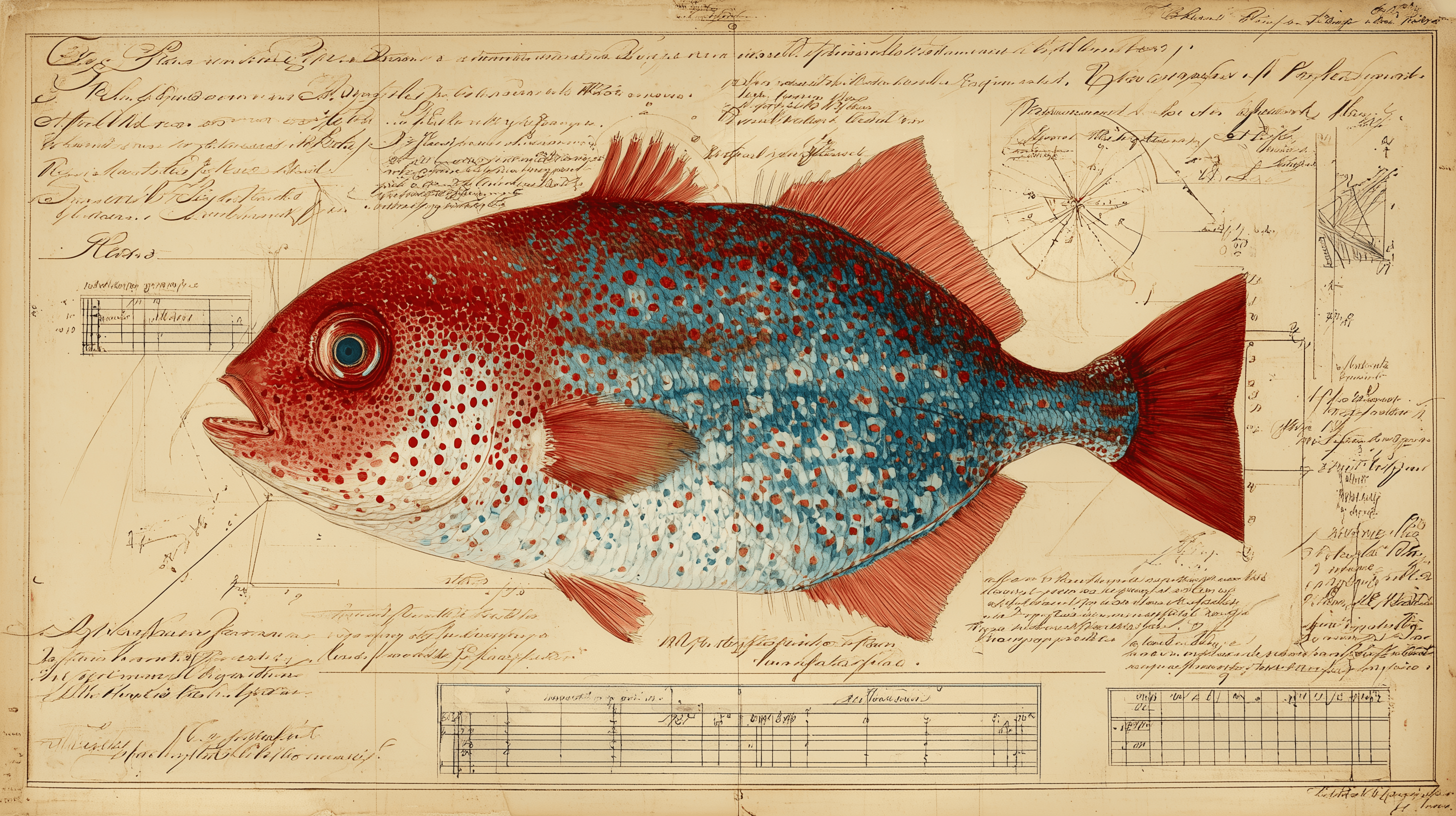 Moonfish (Lampris guttatus) — 18th century naturalist specimen study